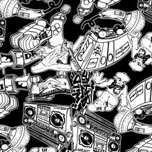 HIP HOP UNIVERSITY Men's Oversized Drop-Shoulder Crewneck T-Shirt | Shaka Wear SHGDD Black