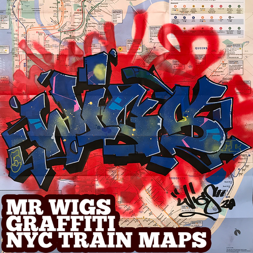 WIGS navy blue NYC Train Map ART