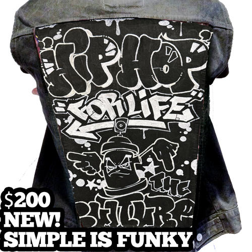 SIMPLE is FUNKY jacket Custom hand painted denim