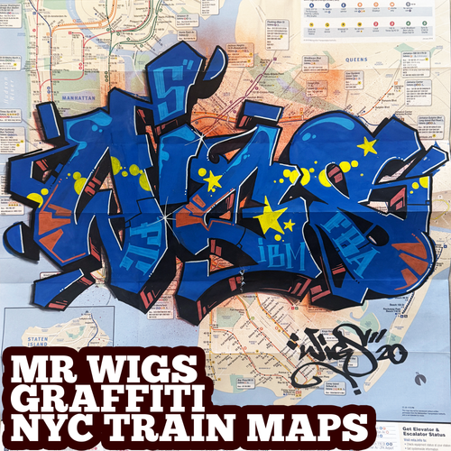 WIGS blue NYC Train Map ART