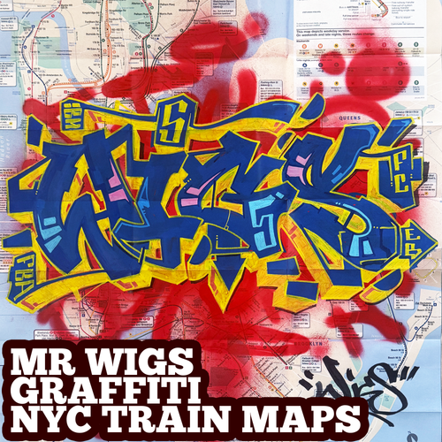 WIGS blue yellow NYC Train Map ART