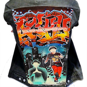 POPPERS & LOCKERS JACKET "Your Name & Caricature" Custom hand painted denim