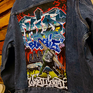 WEST COAST JACKET "Your Name, Character, LA City & Low Rider" Custom hand painted denim