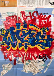 WIGS blue/yellow funk (1) NYC Train Map (Graffiti Art by Mr Wiggles)