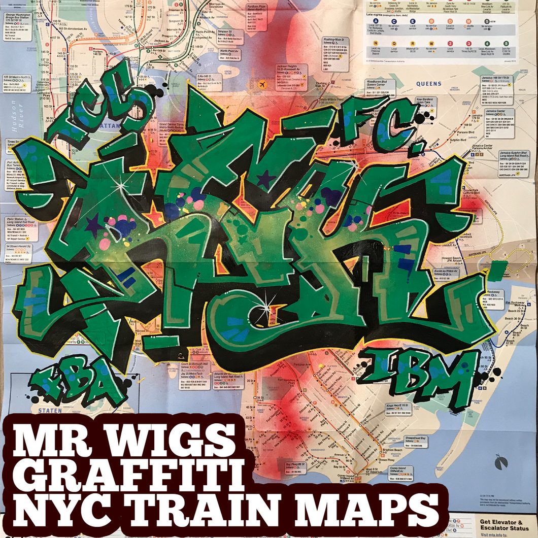 REK green/black funk (1) NYC Train Map (Graffiti Art by Mr Wiggles)