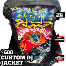 DJ JACKET "Your Name & Caricature" DJ Details Custom hand painted denim